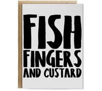 Hippowarehouse Fish fingers and custard Birthday Card A5 Personalised with envelope for him for her Funny Cards for Men and Women Blank inside option