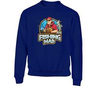 Hippowarehouse Fishing Mad Fishing Gift Kids Children's Unisex Jumper Sweatshirt Pullover Navy