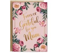 Hippowarehouse Floral Forever Grateful for You Mum Personalised Card A6 with envelope for him for her Funny Cards for Men and Women Blank inside option