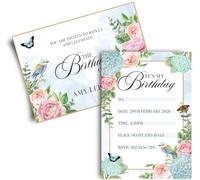 Hippowarehouse Floral Party Invite Adults Birthday Childrens Party Invitations Personalised Card A6 300gsm Cardstock 12 Invites with Envelope