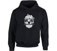 Hippowarehouse Flower Skull Head Mandala - Tattoo Unisex Hoodie Hooded top (Specific Size Guide in Description) Black