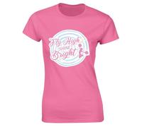 Hippowarehouse Fly High, Shine Bright Womens Slim fit Short Sleeve t-Shirt Large (UK Size 16) Pink