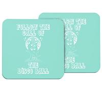 Hippowarehouse follow the call of the disco ball printed coaster gloss finish durable backing 9cm x 9cm 2 pack