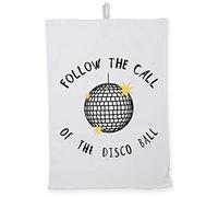 Hippowarehouse Follow The Call Of The Disco Ball Tea Towel Eco Printed Dish Cloth Kitchen accessory 50cmx70cm 100% Cotton