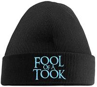 Hippowarehouse Fool of a Took Embroidered Beanie Hat Black with Baby Blue Stitch