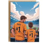 Hippowarehouse football gold with black number one dad and son Personalised Card A6 with envelope for him for her Funny Cards for Men and Women Blank inside option