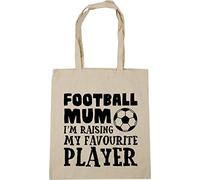 Hippowarehouse Football Mum I'm Raising My Favourite Player Tote Shopping Gym Beach Bag 42cm x38cm, 10 litres