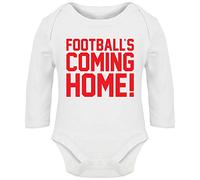 Hippowarehouse Footballs Coming Home England Baby Vest Bodysuit (Long Sleeve) Boys Girls White