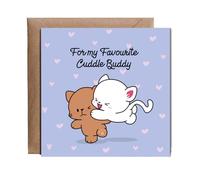 Hippowarehouse For my Favourite Cuddle Buddy Personalised Card. 15cm x 15cm with envelope for him for her Funny Cards for Men and Women Blank inside option