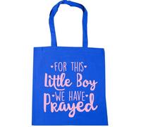 Hippowarehouse For this little boy we have prayed (PINK) Tote Shopping Gym Beach Bag 42cm x38cm, 10 litres