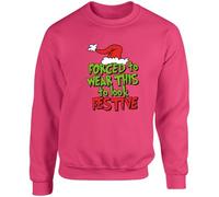 Hippowarehouse Forced to Wear This to Look Festive Funny Xmas for Grumpy Christmas Lovers unisex jumper sweatshirt pullover Large adult Fuchsia