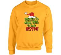 Hippowarehouse Forced to Wear This to Look Festive Funny Xmas for Grumpy Christmas Lovers unisex jumper sweatshirt pullover Large adult Yellow
