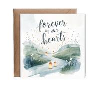 Hippowarehouse Forever in Our Hearts Sympathy Card Floating Lanterns in Loving Memory Personalised Card. 15cm x 15cm with envelope for him for her Funny Cards for Men and Women Blank inside option