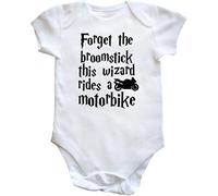 Hippowarehouse Forget the broomstick this wizard rides a motorbike baby vest bodysuit (short sleeve) boys girls
