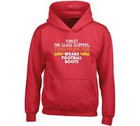 Hippowarehouse Forget The Glass Slippers, This Princess Wears Football Boots Kids Children's Unisex Hoodie Hooded top Red