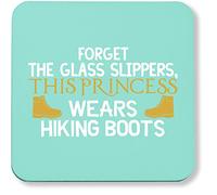 Hippowarehouse Forget the glass slippers, This princess wears hiking boots pack of 2 coasters gloss finish durable backing 9cm x 9cm