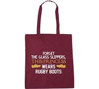 Hippowarehouse Forget the glass slippers this princess wears rugby boots Tote Shopping Gym Beach Bag 42cm x38cm, 10 litres