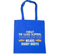 Hippowarehouse Forget the glass slippers this princess wears rugby boots Tote Shopping Gym Beach Bag 42cm x38cm, 10 litres
