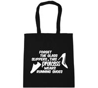 Hippowarehouse Forget the glass slippers this princess wears running shoes Tote Shopping Gym Beach Bag 42cm x38cm, 10 litres