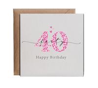 Hippowarehouse Forty Happy Birthday Leopard Print Personalised Card. 15cm x 15cm with envelope for him for her Funny Cards for Men and Women Blank inside option