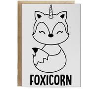 Hippowarehouse Foxicorn - Fox unicorn Birthday Card A5 Personalised with envelope for him for her Funny Cards for Men and Women Blank inside option