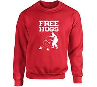 Hippowarehouse Free Hugs BJJ Unisex Jumper Sweatshirt Pullover (Specific Size Guide in Description) Red