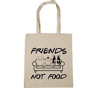 Hippowarehouse Friends not food - animal vegan vegetarian Tote Shopping Gym Beach Bag 42cm x38cm, 10 litres