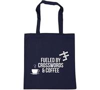 Hippowarehouse fueled by crosswords and coffee Tote Shopping Gym Beach Bag 42cm x38cm, 10 litres
