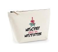 Hippowarehouse Fun Cheeky Christmas for Him and Her Mischief Under The Mistletoe Printed Make up Cosmetic wash Bag 18x19x9cm