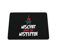 Hippowarehouse Fun Cheeky Christmas for Him and Her Mischief Under the Mistletoe printed mouse mat pad accessory black rubber base 240mm x 190mm x 60mm