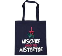 Hippowarehouse Fun Cheeky Christmas for Him and Her Mischief Under the Mistletoe Tote Shopping Gym Beach Bag 42cm x38cm, 10 litres