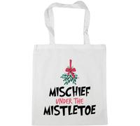 Hippowarehouse Fun Cheeky Christmas for Him and Her Mischief Under the Mistletoe Tote Shopping Gym Beach Bag 42cm x38cm, 10 litres