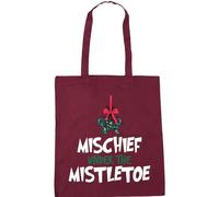 Hippowarehouse Fun Cheeky Christmas for Him and Her Mischief Under the Mistletoe Tote Shopping Gym Beach Bag 42cm x38cm, 10 litres