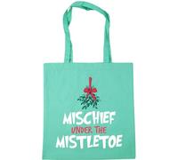 Hippowarehouse Fun Cheeky Christmas for Him and Her Mischief Under the Mistletoe Tote Shopping Gym Beach Bag 42cm x38cm, 10 litres