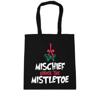 Hippowarehouse Fun Cheeky Christmas for Him and Her Mischief Under the Mistletoe Tote Shopping Gym Beach Bag 42cm x38cm, 10 litres