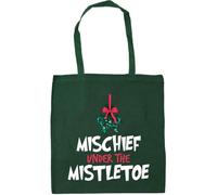 Hippowarehouse Fun Cheeky Christmas for Him and Her Mischief Under the Mistletoe Tote Shopping Gym Beach Bag 42cm x38cm, 10 litres