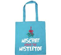 Hippowarehouse Fun Cheeky Christmas for Him and Her Mischief Under the Mistletoe Tote Shopping Gym Beach Bag 42cm x38cm, 10 litres