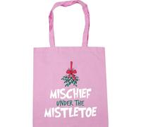 Hippowarehouse Fun Cheeky Christmas for Him and Her Mischief Under the Mistletoe Tote Shopping Gym Beach Bag 42cm x38cm, 10 litres
