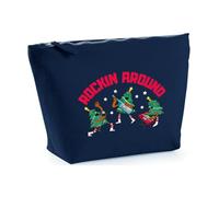 Hippowarehouse Fun Childrens Christmas Trees Rockin Around Printed Make up Cosmetic wash Bag 18x19x9cm