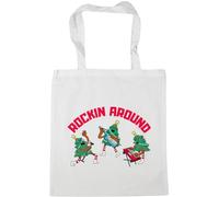 Hippowarehouse Fun Childrens Christmas Trees Rockin Around Tote Shopping Gym Beach Bag 42cm x38cm, 10 litres