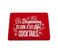 Hippowarehouse Fun Christmas for Her Its Beginning to Look A Lot Like Cocktails printed mouse mat pad accessory black rubber base 240mm x 190mm x 60mm