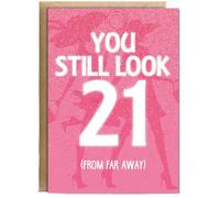 Hippowarehouse Funny Birthday Card Turning 30 40 50 You Still Look Twenty One Personalised Card A5 with envelope for him for her Funny Cards for Men and Women Blank inside option