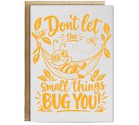 Hippowarehouse Funny Bumble Bee Positivity Dont Let the Small Things Bug You Personalised Card A6 with envelope for him for her Funny Cards for Men and Women Blank inside option