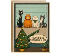 Hippowarehouse Funny card christmas tree that cat knocked me over Card - A6 with envelope for him for her Funny Cards for Men and Women