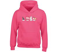 Hippowarehouse Funny Cat French Number un Deux Trois cat Vintage Kids Children's Unisex Hoodie Hooded top Fuchsia Pink