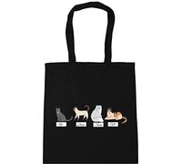 Hippowarehouse Funny Cat french number un deux trois cat vintage Tote Shopping Gym Beach Bag 42cm x38cm, 10 litres