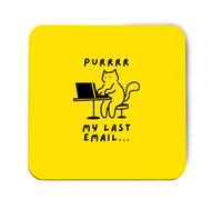 Hippowarehouse Funny Cat Meme Purrr My Last Email for Cat Lovers Pet Owners printed coaster gloss finish durable backing 9cm x 9cm 2 pack