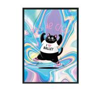 Hippowarehouse Funny Cat Pas de Chat for Ballerina Dancer Printed Poster A3 Wall Art Design Classroom Room Gym Office Décor