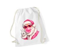 Hippowarehouse Funny Christmas Bubble Gum Diva Santa for Daughter Niece Sister Bestie Drawstring Cotton School Gym Bag 37cm x 46cm, 12 litres