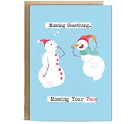 Hippowarehouse Funny Christmas Card Missing a Loved One Missing Your Face Snoman Joke Personalised Card A6 with envelope for him for her Funny Cards for Men and Women Blank inside option